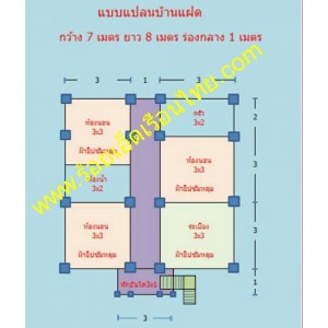 บ้านแฝดแบบที่32 ขนาด7.2×7.5 สองห้องนอน+ครัว+ห้องน้ำ